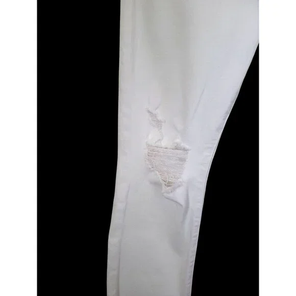 Frame Le Beau Crop White Distressed Jeans Cotton Blend w/ Raw Hem Women's Sz 28 - Picture 3 of 7